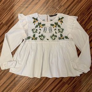 ~*HOST PICK*~ Zara Floral Embroidered Blouse, Med